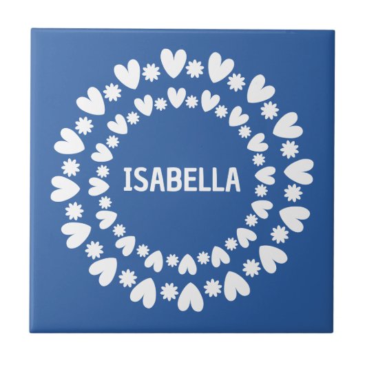 花とハート名 タイル (正面)