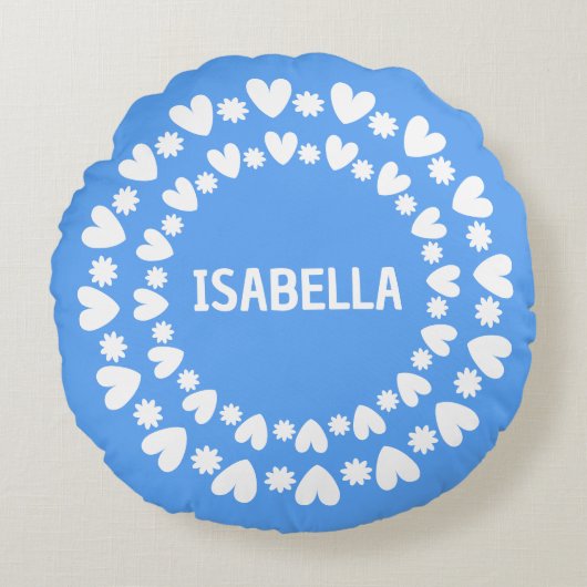 花とハート名 ラウンドクッション (正面)