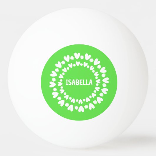 花とハート名 卓球ボール (正面)