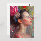 花とハート葉書 ポストカード (正面/裏面)