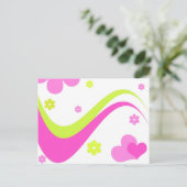 花とハート – はがき (スタンド正面)