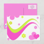 花とハート – はがき (正面/裏面)