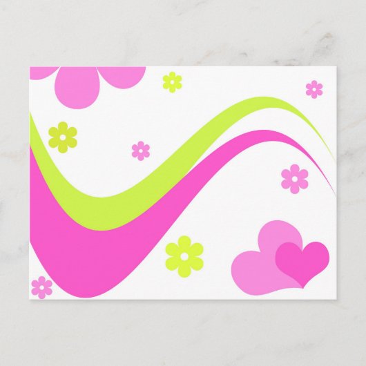 花とハート – はがき (正面)