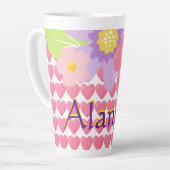 花とハート パーソナライズされた カフェラテマグ (左アングル)