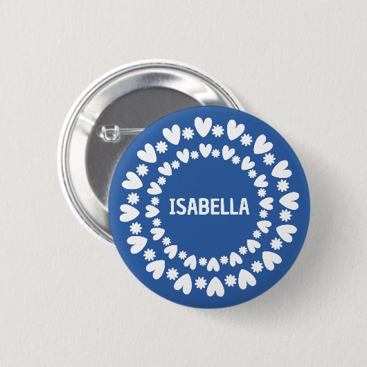 花とハート 缶バッジ (正面&裏面)