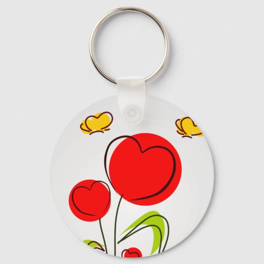 花とハートKeychain キーホルダー (正面)