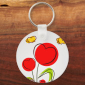 花とハートKeychain キーホルダー (正面)