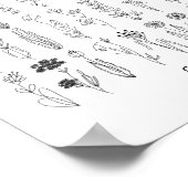 花とハーブのインクスケッチポスター ポスター (角)