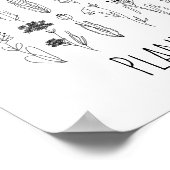 花とハーブのインクスケッチポスター ポスター (角)