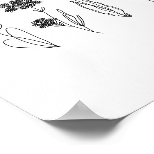 花とハーブのインクスケッチポスター ポスター (角)