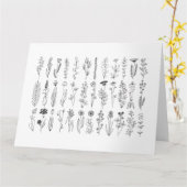 花とハーブのインクスケッチ カード (黄色い花)