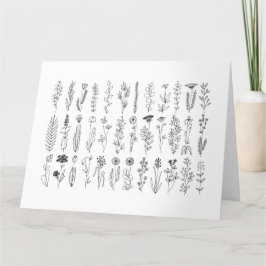 花とハーブのインクスケッチ カード