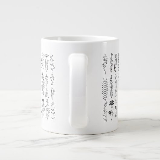 花とハーブのインクスケッチ ジャンボコーヒーマグカップ (裏面)