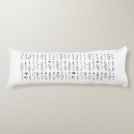 花とハーブのインクスケッチ ボディピロー