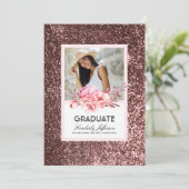 花とバラ金ゴールドグリッター写真卒業 招待状 (スタンド正面)