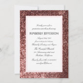 花とバラ金ゴールドグリッター写真卒業 招待状 (裏面)