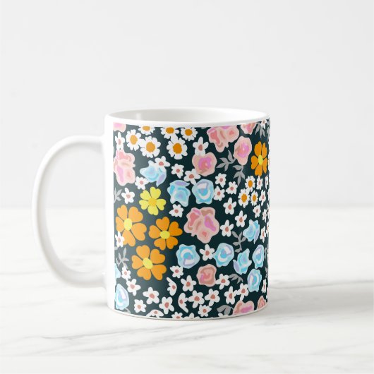 花とバラ。ビンタグ コーヒーマグカップ (左)