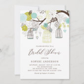花とバードケージブライダルシャワーの招待状 招待状 (正面)