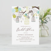 花とバードケージブライダルシャワーの招待状 招待状 (スタンド正面)