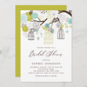 花とバードケージブライダルシャワーの招待状 招待状 (正面/裏面)
