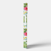 花とパイナップルティール（緑がかった色）ストライプ |名前の追加 Case-Mate iPhoneケース (裏面 / 右)