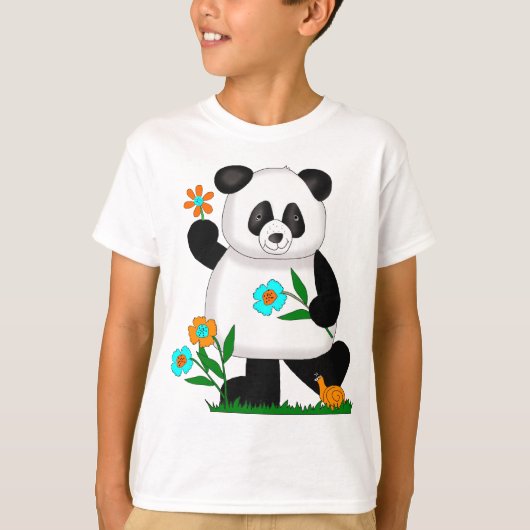 花とパンダの子供服 2 Tシャツ (正面)