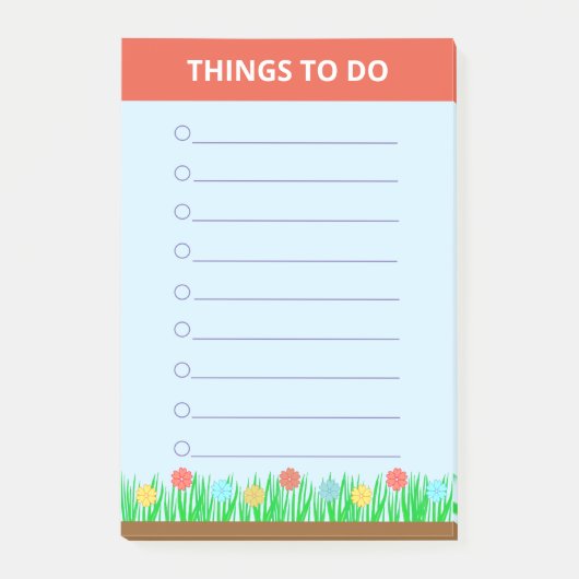 花とパーソナライズされた草 ポストイット (正面)