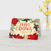 花とヒイラギのクリスマスボス カード (黄色い花)
