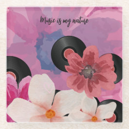 花とビニール ガラスコースター