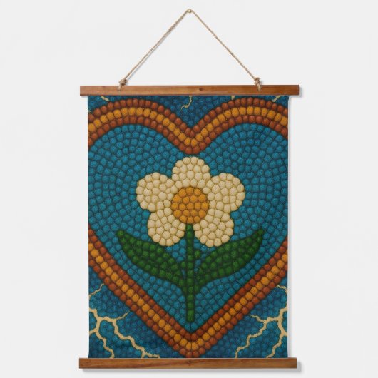 花とビーズと雷 吊り下げ型タペストリー (正面)