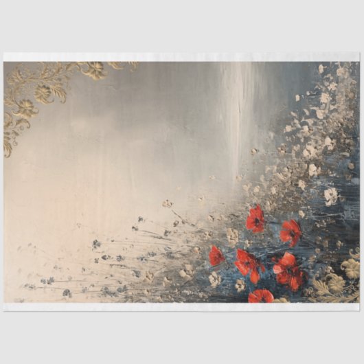 花とビーチの風景、装飾的な効果アート 薄葉紙 (正面)
