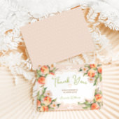 花とピンクの桃赤ちゃんシャワー予約リクエスト サンキューカード