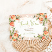 花とピンクの桃赤ちゃんシャワー予約リクエスト サンキューカード