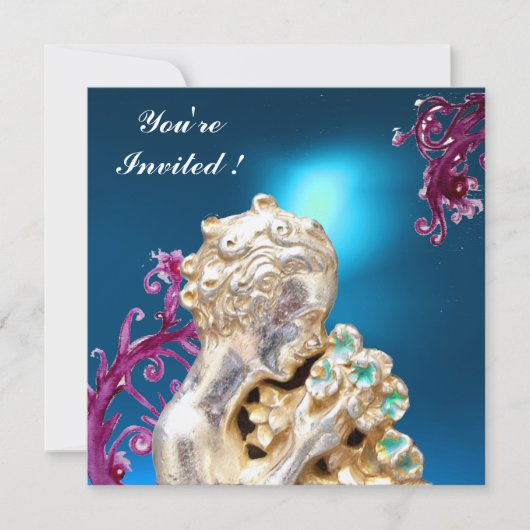 花とピンクの渦巻き青、甘い16パーティー 招待状 (正面)