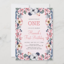 花とピンク | 1st女の子の誕生日パーティー