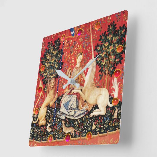 花とファンタジー スクエア壁時計 (傾斜)