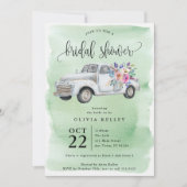 花とファームトラック、水彩ブライダルシャワー 招待状 (正面)