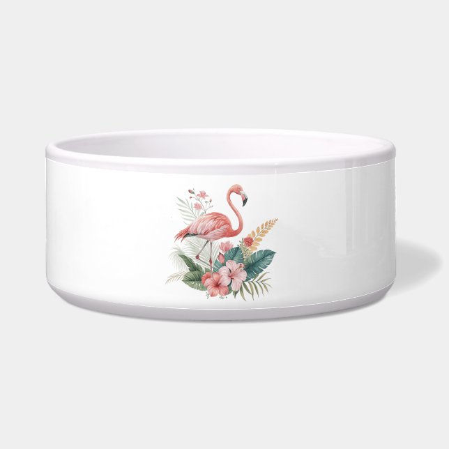 花とフラミンゴ ボウル (正面)