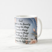 花とフレームを持つセレニティ祈りの言葉 コーヒーマグカップ (正面右)