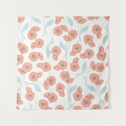 花とフローラ要素 タペストリー (正面)