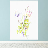 花とブラシ キャンバスプリント (インサイチュ (ウッドフロア))