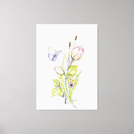 花とブラシ キャンバスプリント