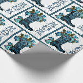 花とブルーカウボーイブーツMOMギフトラップ ラッピングペーパー (角)