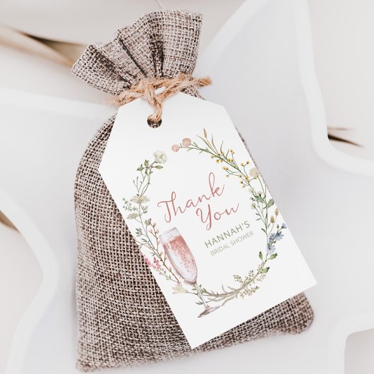 花とプロセッコのウェディングシャワー感謝祭 ギフトタグ
