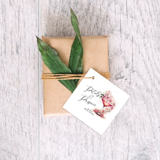 花とプロセッコのウェディングシャワー感謝祭 フェイバータグ