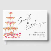 花とプロセッコのウェディングシャワー ホットピンク ゲストブック (正面)