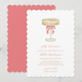 花とプロセッコのシャンパン ブライズシャワー 招待状 (正面/裏面)