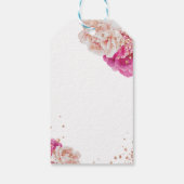 花とプロセッコのスクリプトが輝くピンクの花 ギフトタグ (裏面)