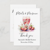 花とプロセッコのストロベリー フラワーブライダルシャワー サンキューカード (正面/裏面)