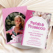 花とプロセッコのフラワーラック ボーホー ブライズシャワー 招待状